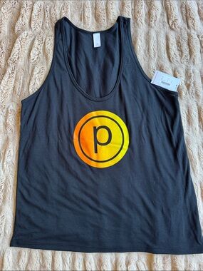 Pure Barre Black Tank Top with Orange-Yellow Logo